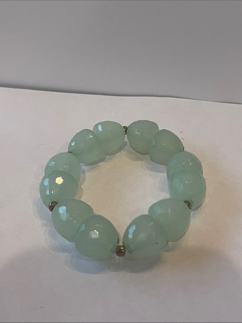 Light Green Beaded Stretch Bracelet - Unknown Brand